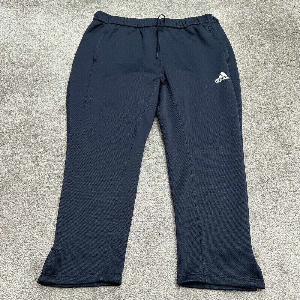 Adidas Track Pants Mens 2XL Navy Blue Straight Drawstring Active Athletic 38x26